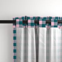 JP1 - Large - Buffalo Plaid of One Inch Squares  in Aquamarine and Pink