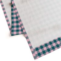 JP1 - Large - Buffalo Plaid of One Inch Squares  in Aquamarine and Pink