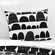 Monochrome abstract mountain wonderland sweet pastel black and white Scandinavian bubbles jumbo