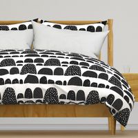 Monochrome abstract mountain wonderland sweet pastel black and white Scandinavian bubbles jumbo