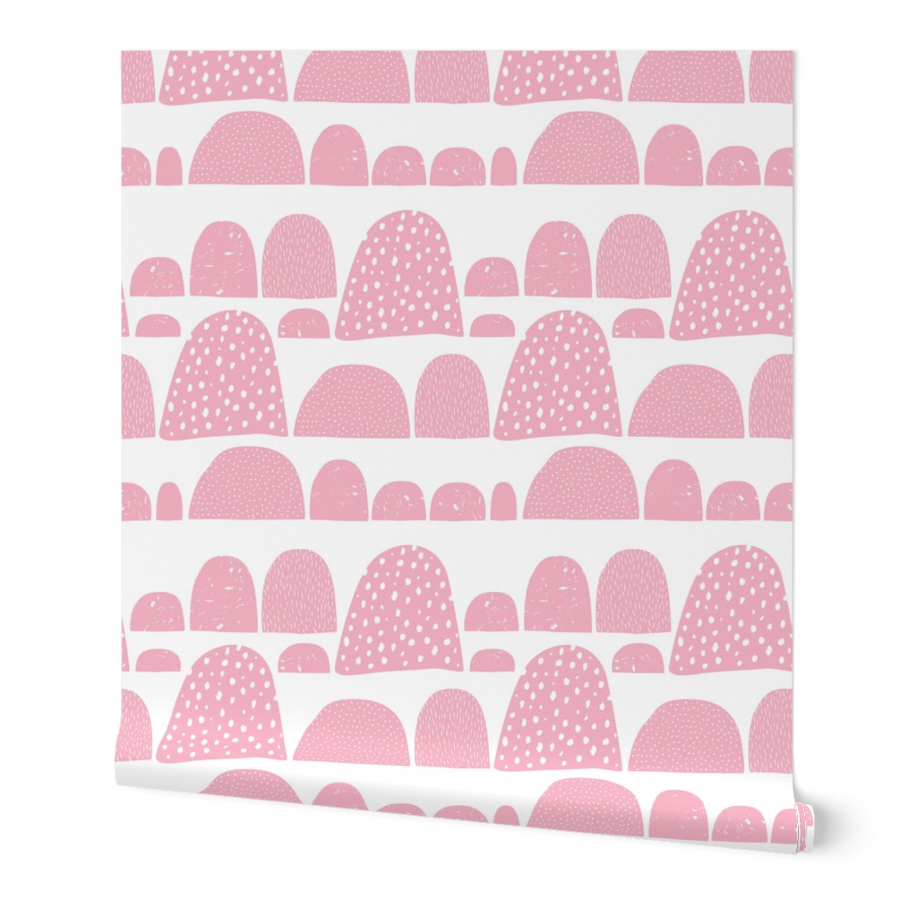 Monochrome abstract mountain wonderland sweet pastel pink Scandinavian bubbles jumbo