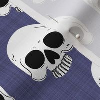 Skulls on purple linen