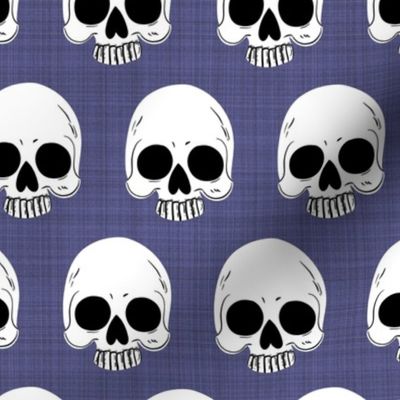 Skulls on purple linen