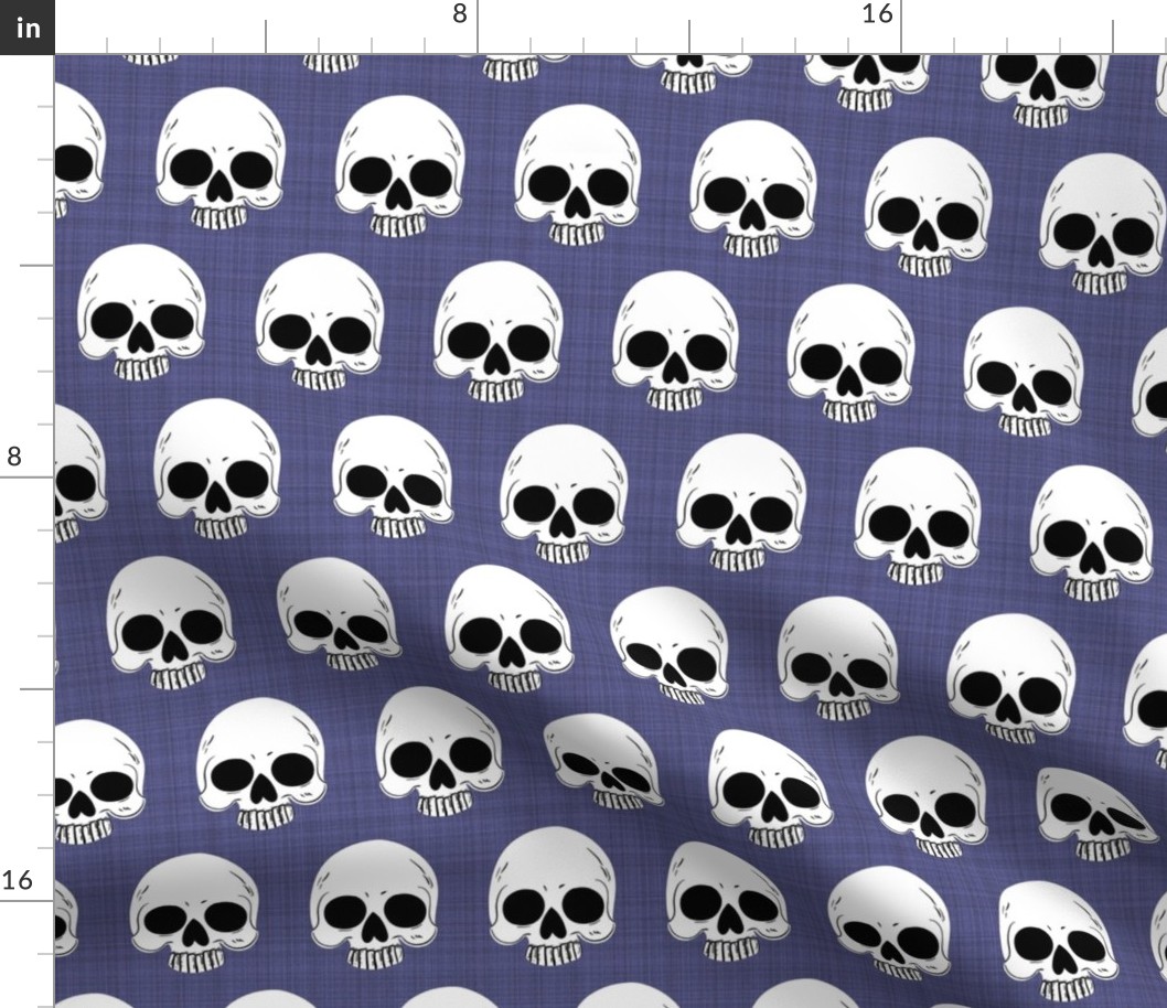 Skulls on purple linen