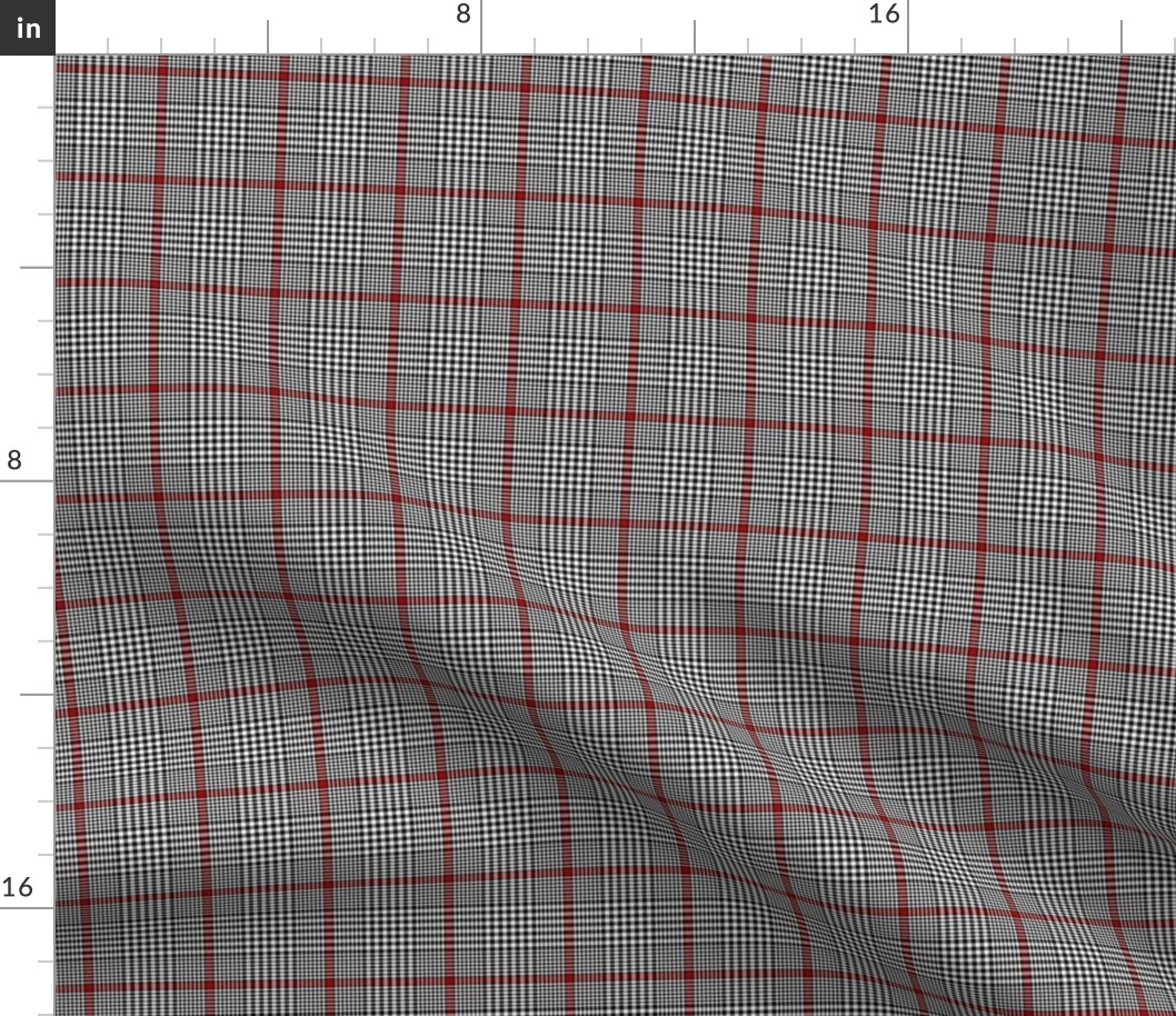 Prince of Wales check #2, 2" black/white/red 