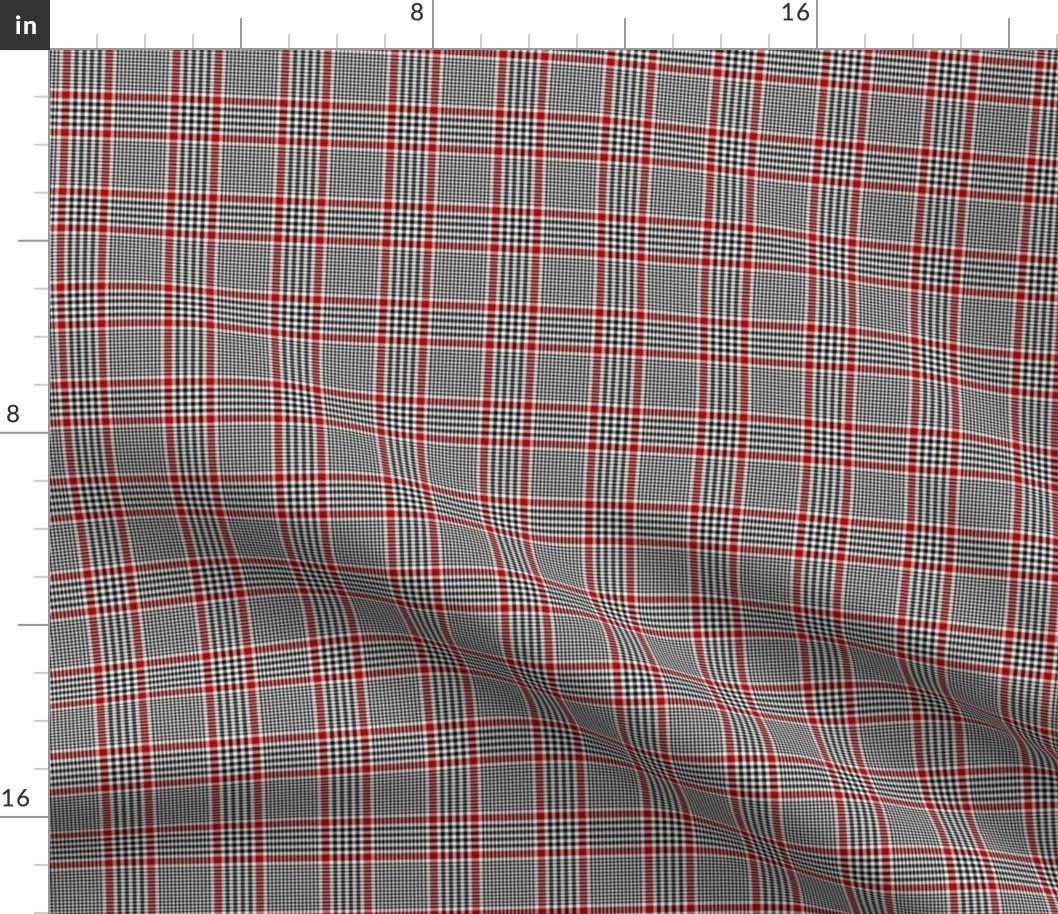 Prince of Wales check #1, 2" repeat, black/white/red