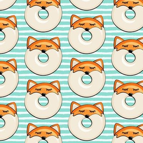 fox donuts on aqua stripes