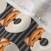 fox donuts on grey stripes