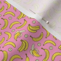 Bananas Summer Fruits on Pink Tiny Small