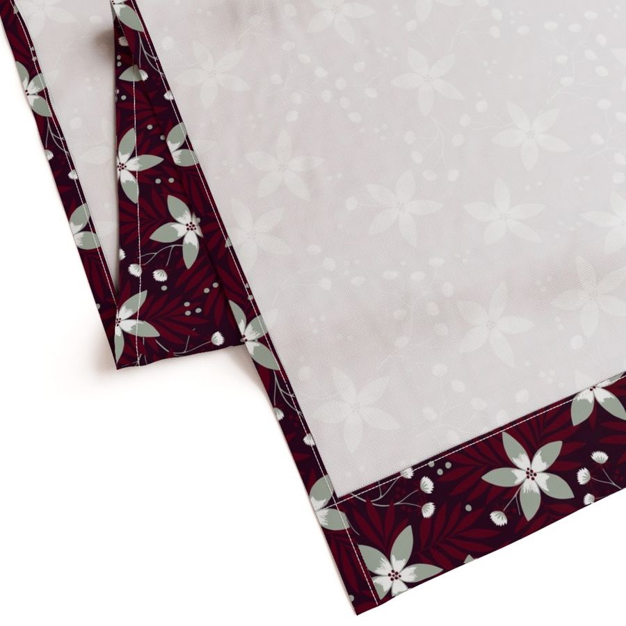 Winter floral on dark red