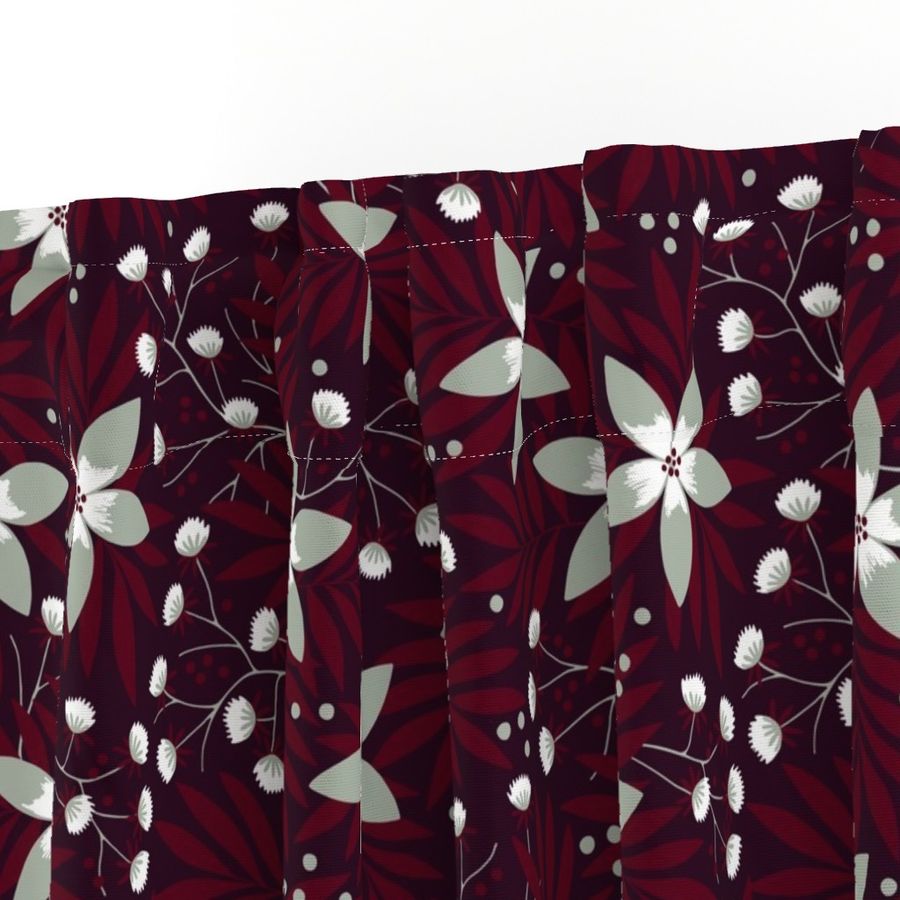 Winter floral on dark red