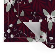 Winter floral on dark red