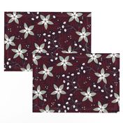 Winter floral on dark red