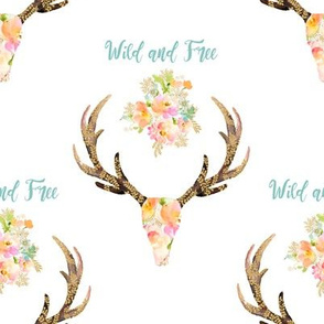8" Wild and Free Boho Peach / Pink and Mint Skull