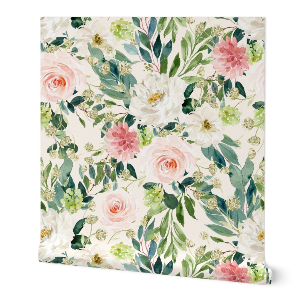 10.5" Pink and White Garden - Ivory