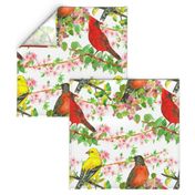 Spring Birds on Peach Blossoms