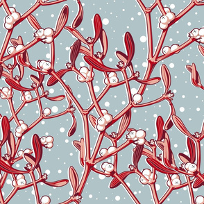 It snows on the Mistletoe (red and gray)