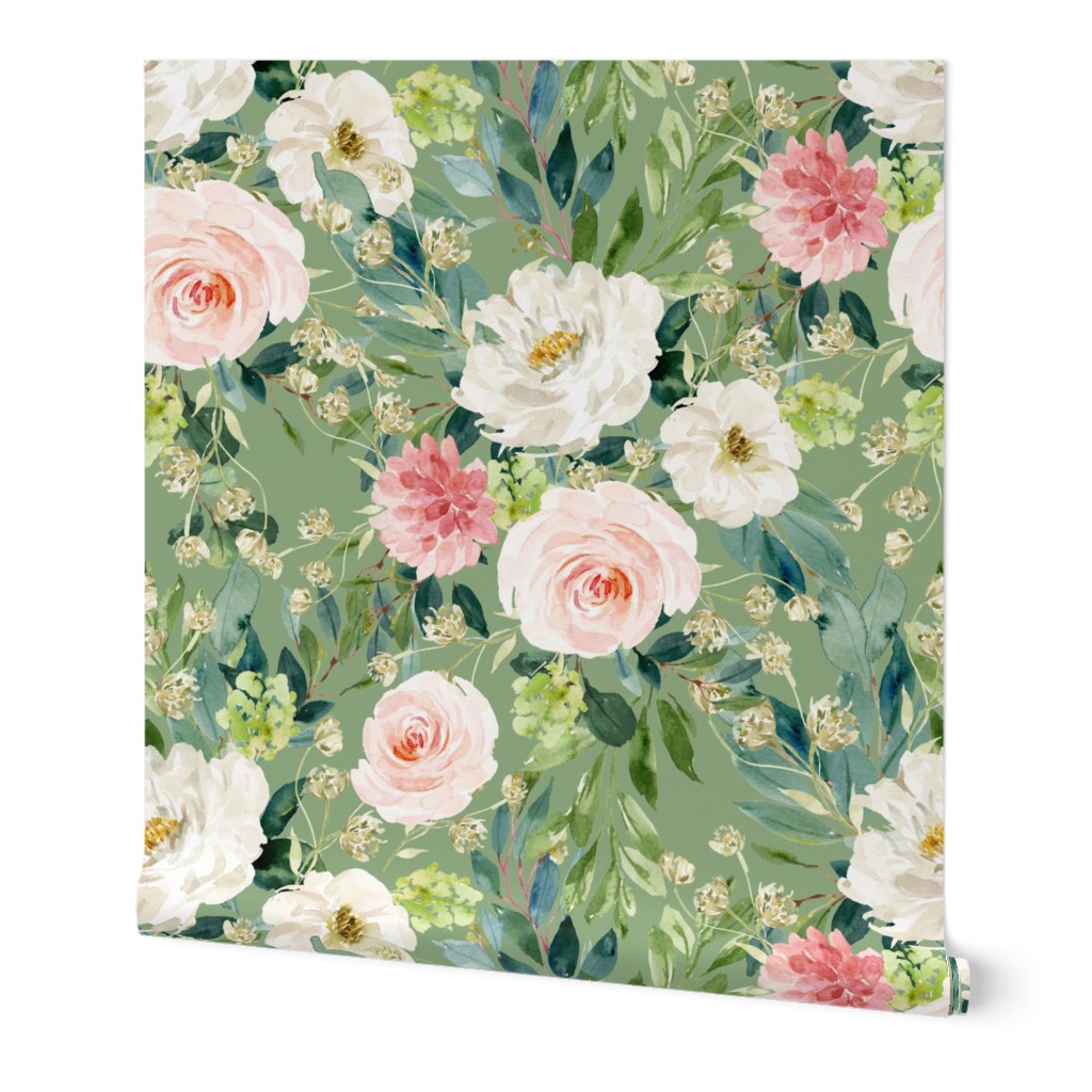 8" Pink and White Garden - Green