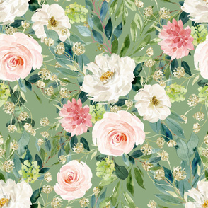 36" Pink and White Garden - Green
