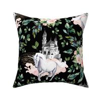 18" Unicorn and Castle Garden - Black