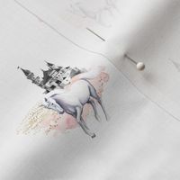 4" Unicorn and Castle Garden - Pink & White