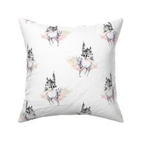 8" Unicorn and Castle Garden - Pink & White