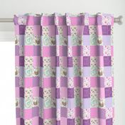 3" BLOCKS- Little Lady Patchwork Quilt (rotated) - Woodland Bear + Bunny Floral Pink + Lavender Wholecloth Best Friends 2 Coordinate for Girls GingerLous