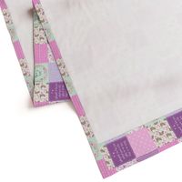 3" BLOCKS- Little Lady Patchwork Quilt (rotated) - Woodland Bear + Bunny Floral Pink + Lavender Wholecloth Best Friends 2 Coordinate for Girls GingerLous