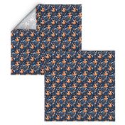 SMALLER Fox - Sleepy Foxes (navy) Baby Nursery Woodland Animals Kids Childrens Bedding N10