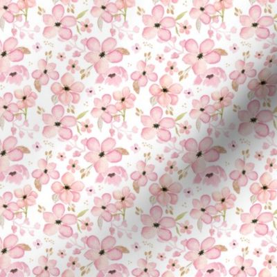 Tiny Pink + Gold Floral - Flower Garden Blooms Baby Girl Nursery GingerLous