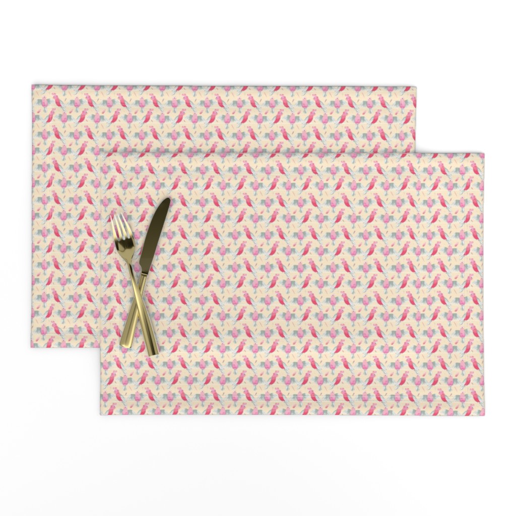 Pink Galahs CREAM background small print by Mount Vic and Me