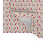 Pink Galahs CREAM background small print by Mount Vic and Me