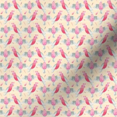 Pink Galahs CREAM background small print by Mount Vic and Me