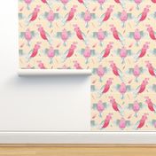 Pink Galahs CREAM background small print by Mount Vic and Me