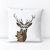 Buck & Buds Boho Deer Large - Pillow Panel