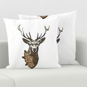 Buck & Buds Boho Deer Large - Pillow Panel