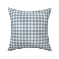 denim blue check fabric - sfx4013 - 1/2" squares - check fabric, neutral plaid, plaid fabric, buffalo plaid 