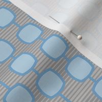 puffed square curtain in blue and grey - modern geometric collection