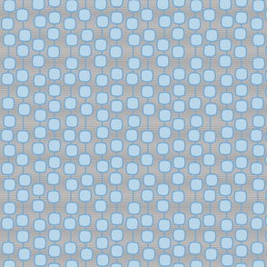 puffed square curtain in blue and grey - modern geometric collection