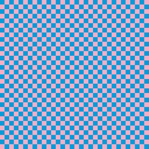 JP11 - Small - Checkerboard of Quarter Inch Squares in Pastel Pink and Baby Blue