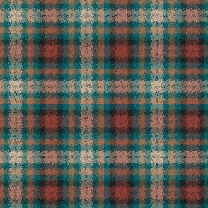 JP14 - Sizzling Rust and Turquoise Jagged Plaid - BHMN1 - 4 inch repeat