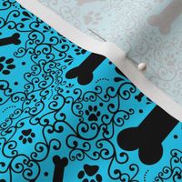 Doggie Damask (Blue)