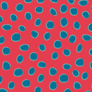 Polkadots,  Red Turquoise Teal