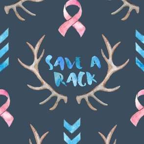 Save a Rack - watercolor antlers, ribbon, chevrons - on dark, large print