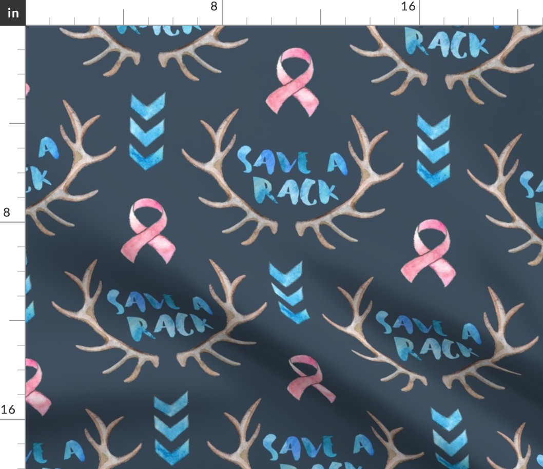 Save a Rack - watercolor antlers, ribbon, chevrons - on dark, large print