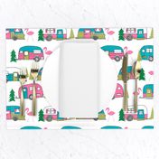 vintage camper (large scale) // retro vintage campers cute pink and white flamingo retro road trip