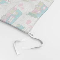 vintage camper (large scale) // retro vintage campers cute pink and white flamingo retro road trip