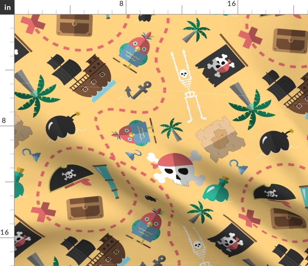 Treasure island. Pirate adventure seamless pattern