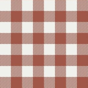 clay red check fabric - sfx1441- 1" squares - check fabric, neutral plaid, plaid fabric, buffalo plaid 