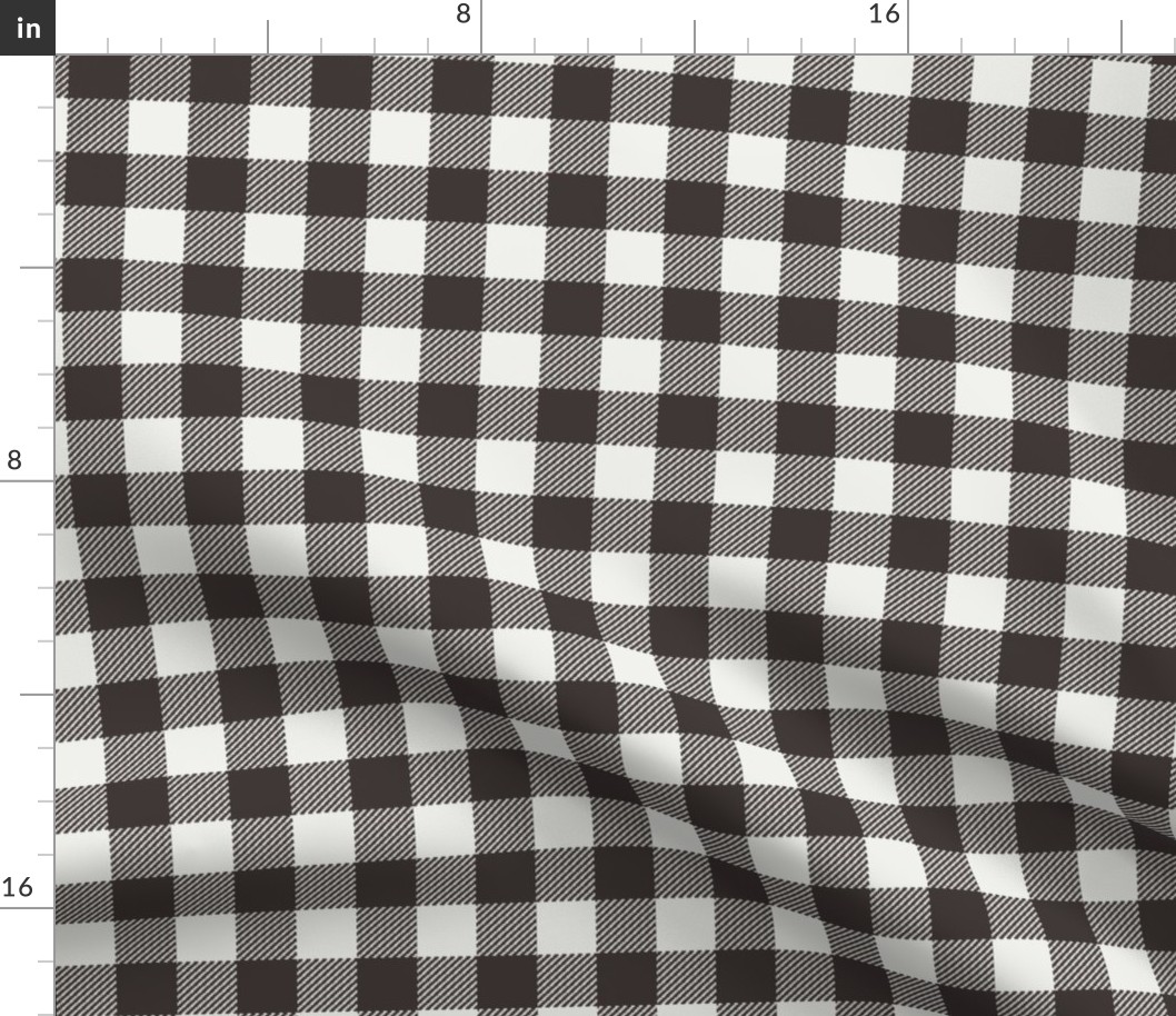 coffee black check fabric - sfx1111 - 1" squares - check fabric, neutral plaid, plaid fabric, buffalo plaid 